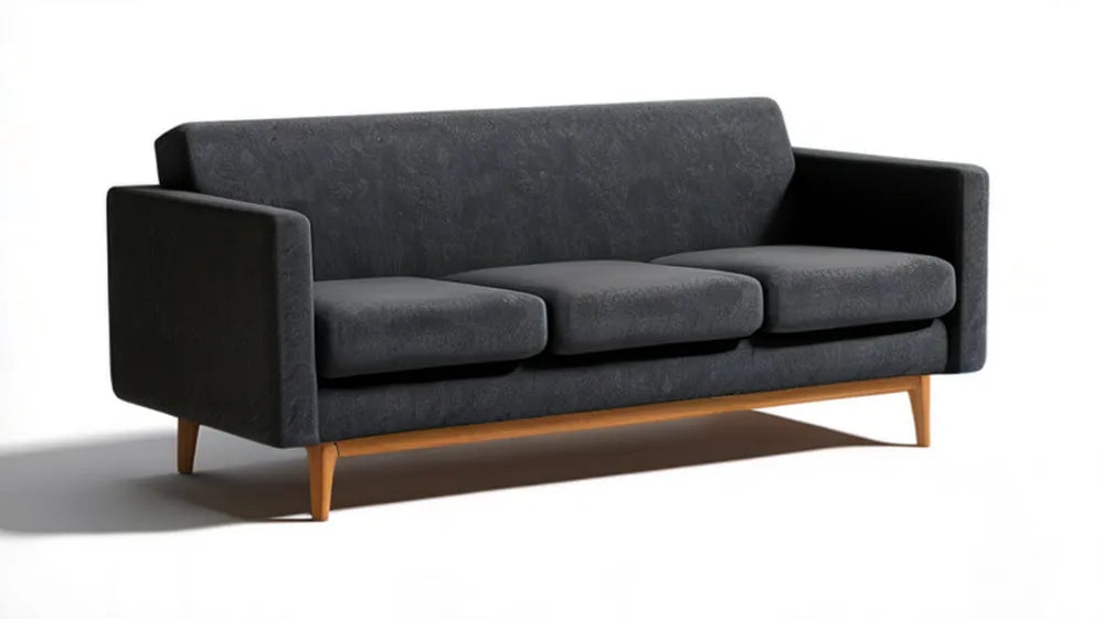 Trzyosobowa sofa antracytowa z drewnianymi nogami 210 × 85 × 82 cm