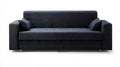Czarna trzyosobowa sofa z tkaniny poliestrowej 220 × 90 × 85 cm