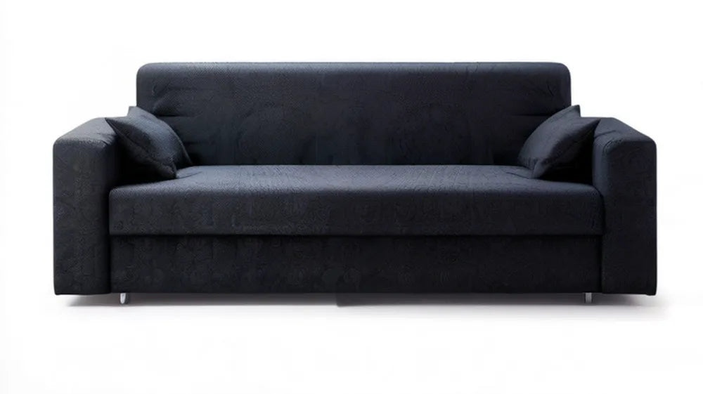 Czarna trzyosobowa sofa z tkaniny poliestrowej 220 × 90 × 85 cm