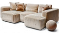 Modułowa sofa w kształcie L ze sztruksową tapicerką, beżowo-brązowa, 300 x 180 x 75 cm