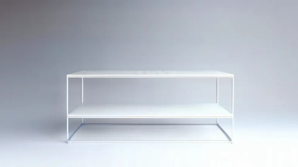 Biały prostokątny stolik kawowy ze stali lakierowanej proszkowo 100 x 50 x 45 cm