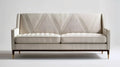 Beżowa sofa trzyosobowa z geometrycznymi przeszyciami, 200 × 85 × 90 cm