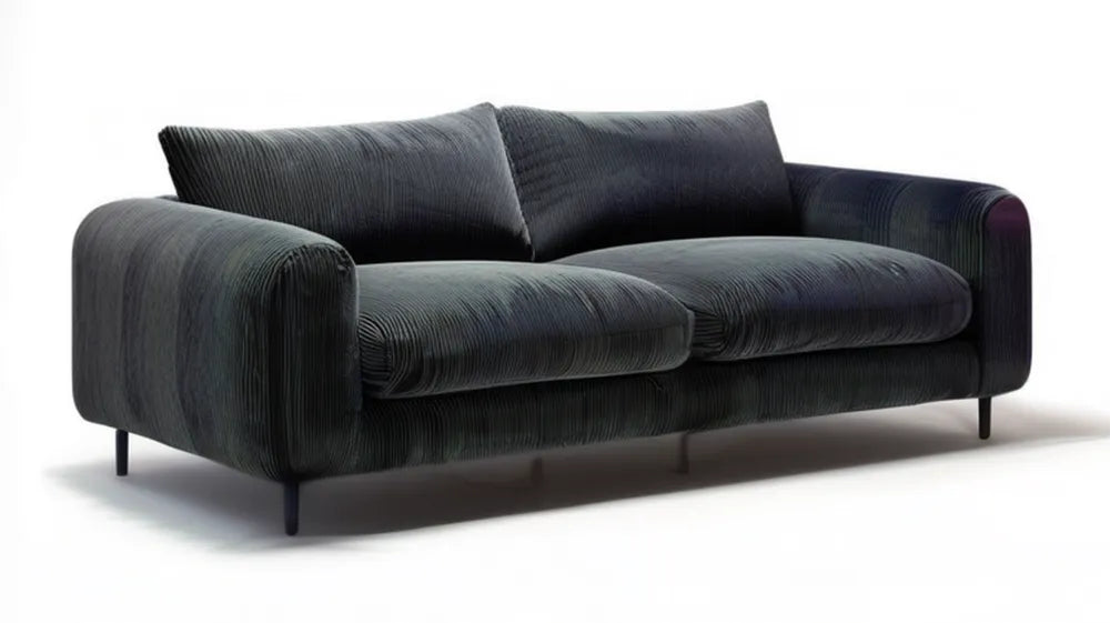 Grafitowa sofa trzyosobowa ze sztruksową tapicerką 220 x 95 x 82 cm
