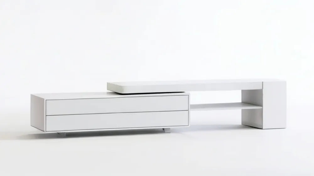 Biała szafka RTV z płyty laminowanej, 200 x 40 x 45 cm