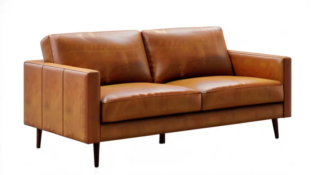 Dwuosobowa sofa z tapicerką ze skóry syntetycznej PU, brązowa, 180 x 85 x 82 cm