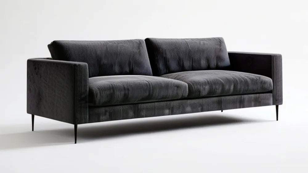 Trzyosobowa kanapa welurowa czarna 220 x 90 x 82 cm