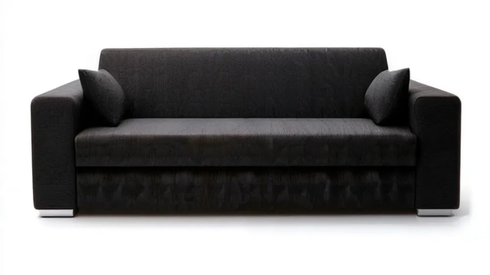 Czarna rozkładana sofa 3-osobowa ze skóry syntetycznej PU 220 x 90 x 85 cm