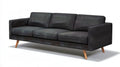 Grafitowa sofa trzyosobowa z brązowymi nogami, 220 x 90 x 82 cm