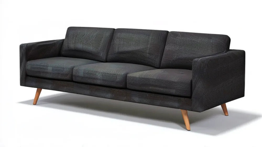 Grafitowa sofa trzyosobowa z brązowymi nogami, 220 x 90 x 82 cm