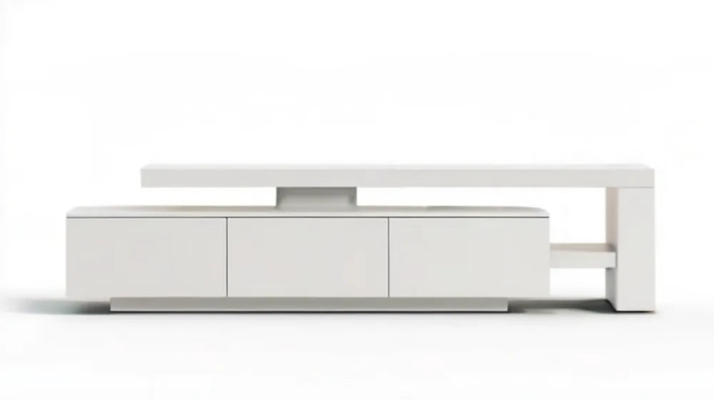 Biała szafka RTV z podwyższoną półką, 180 x 35 x 65 cm