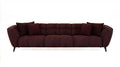 Trzyosobowa sofa półokrągła bordowa z czarnymi nogami, 240 × 100 × 78 cm