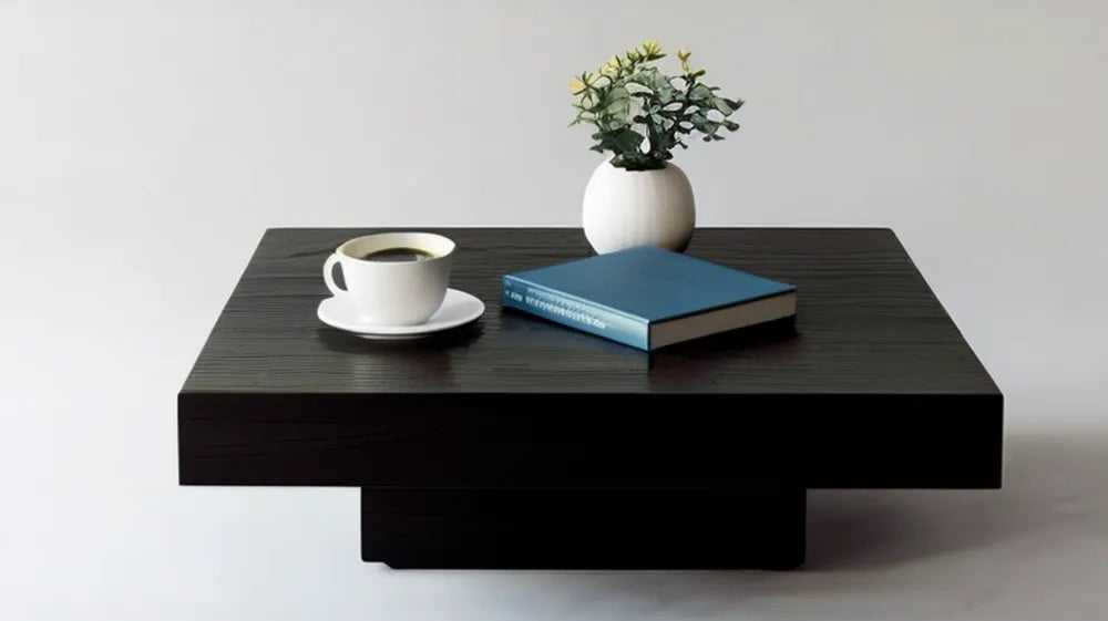 Czarny kwadratowy stolik kawowy MDF 80 x 80 x 30 cm