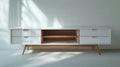 Szafka RTV z płyty MDF biała i jasnobrązowa 180 x 40 x 55 cm