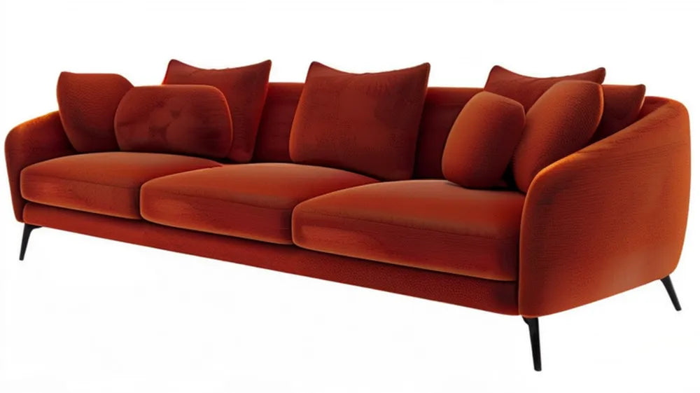 Trzyosobowa sofa w kolorze rdzawym 230 x 95 x 82 cm