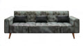 Trzyosobowa sofa z pikowanym siedziskiem szarozielona 220 × 90 × 85 cm