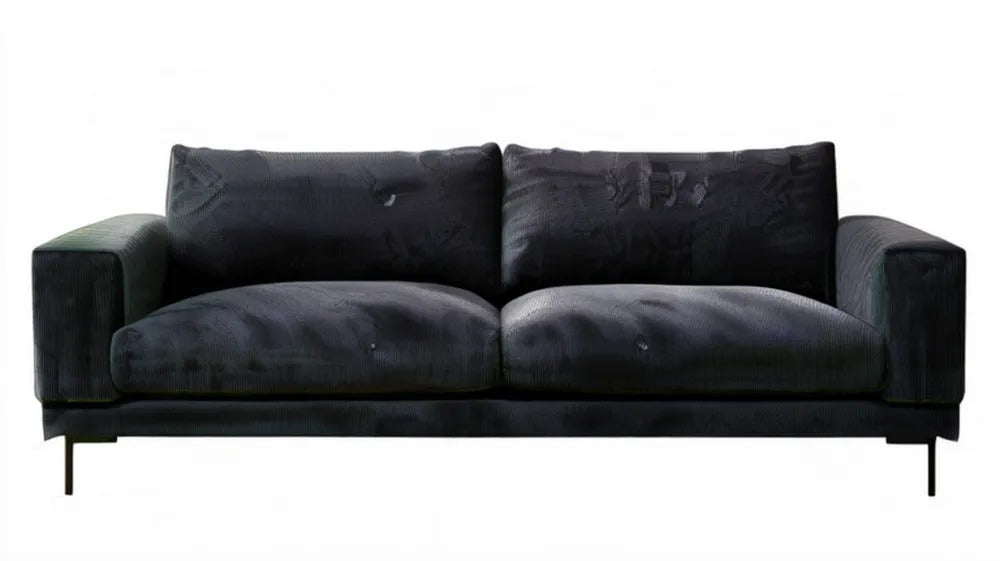 Dwuosobowa sofa sztruksowa czarna 200 x 90 x 82 cm