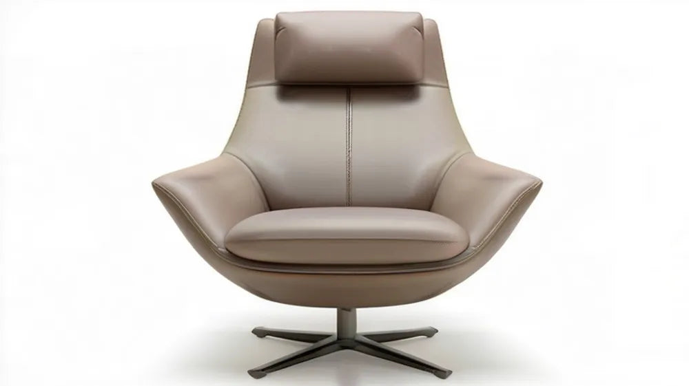 Obrotowy fotel wypoczynkowy z ekoskóry PU Taupe, 82 × 85 × 108 cm