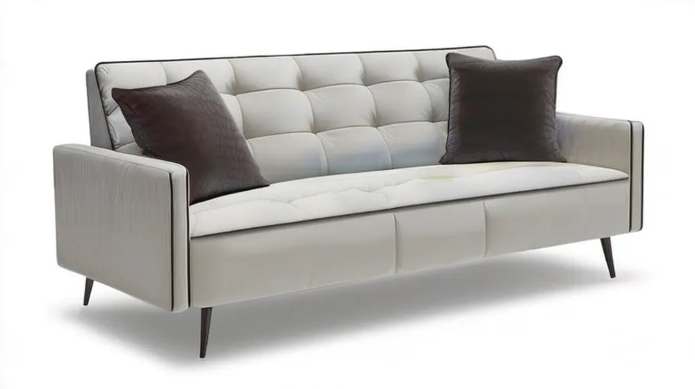 Biała sofa trzyosobowa z ekoskóry PU 220 x 90 x 85 cm