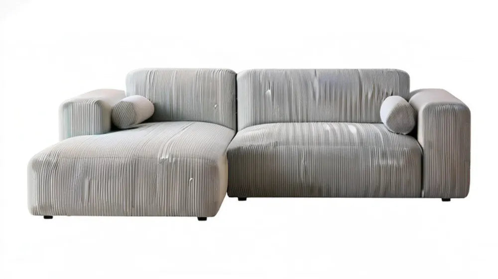 Lewostronna sofa narożna 3-osobowa ze sztruksu szara 270 x 160 x 75 cm