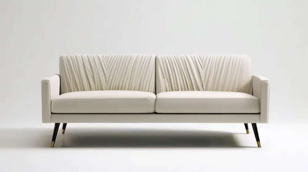 Kremowa sofa dwuosobowa z poliestrową tapicerką 180 x 82 x 83 cm