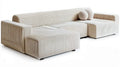 Kremowo-beżowa modułowa sofa sztruksowa w kształcie U, 300 × 170 × 75 cm