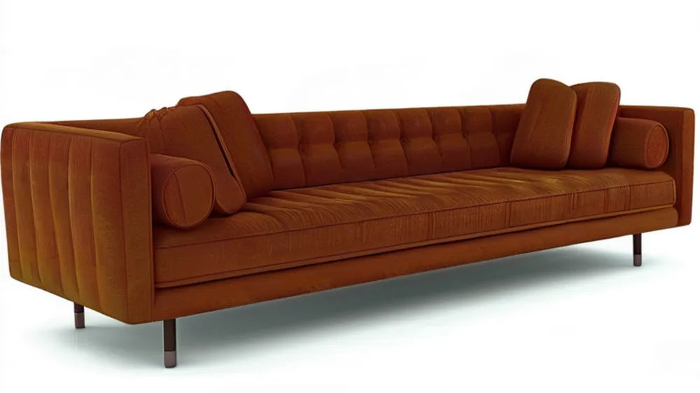 Trzyosobowa sofa z aksamitu poliestrowego, rdzawobrązowa, 230 x 90 x 78 cm
